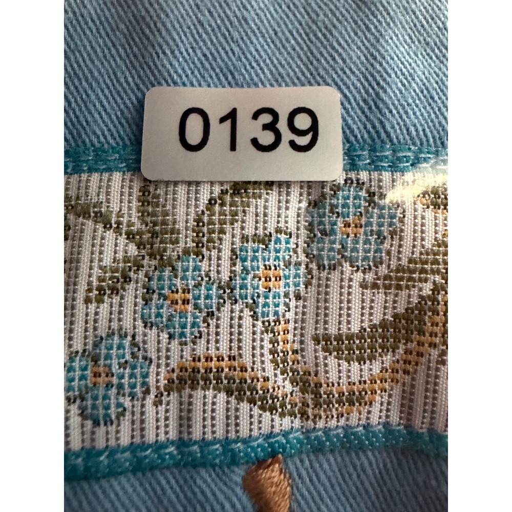 Tantrums Vintage Blue Floral Embroidered Cotton Jacket Ribbon Trim Womens Medium - Picture 6 of 6